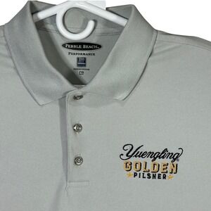 Pebble Beach Performance Polo Shirt Gray Men's XL Yuengling Golden Pilsner Golf